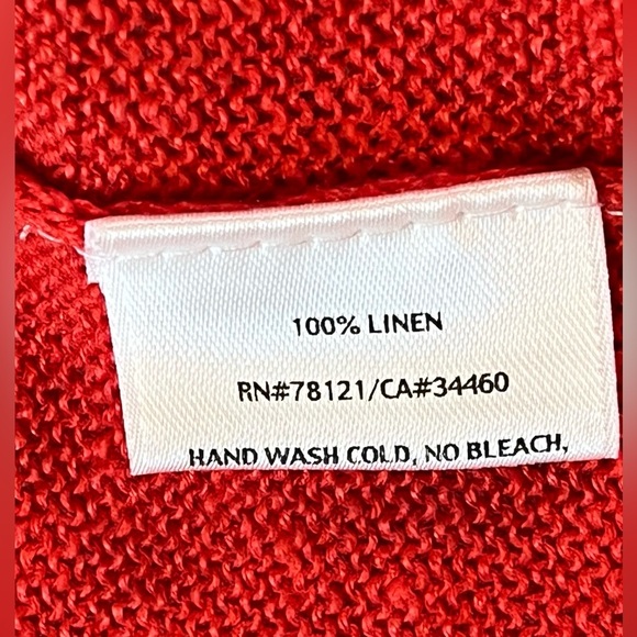 EILEEN FISHER Cardigan Sweater, Open Front, Persimmon Orange Color, Size Large - Picture 6 of 8